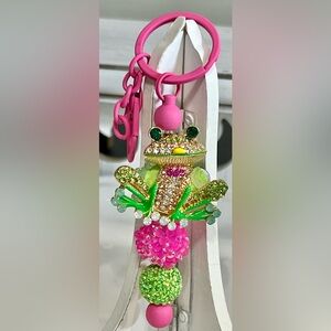 Rhinestone frog keychain